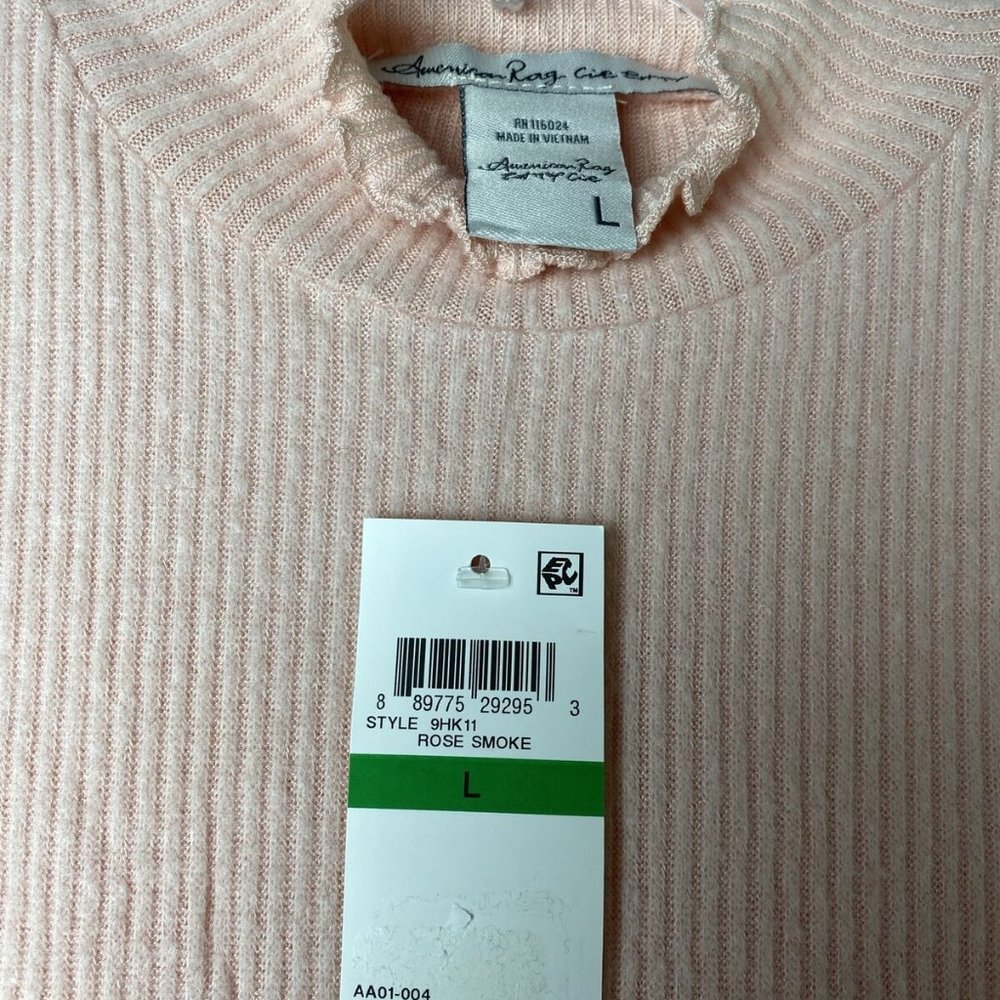 American Rag Long Sleeve Mock Neck Top Size L/XL -Rose Smoke- - Picture 6 of 7